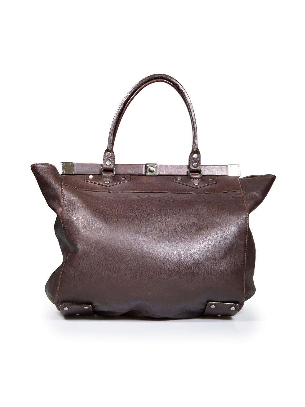 Lanvin Brown Leather Large Tote Bag In Good Condition For Sale In London, GB
