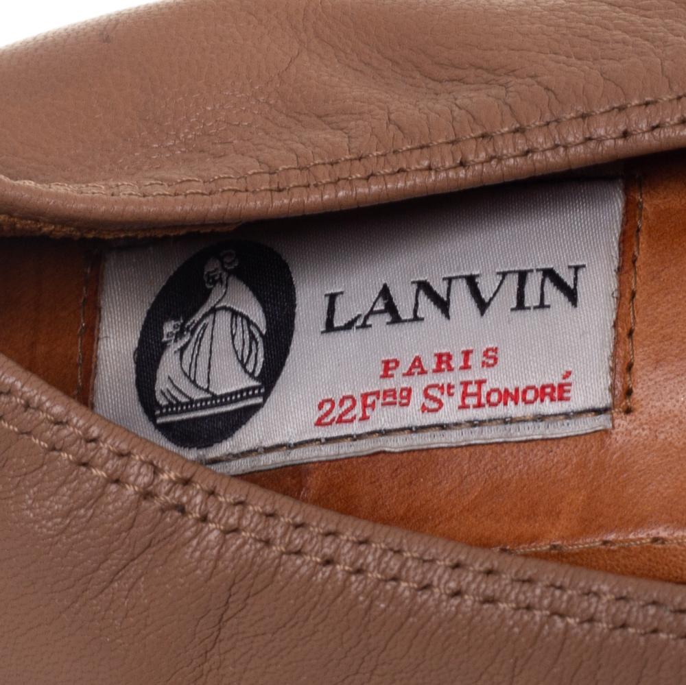 Lanvin Brown Leather Scrunch Wedge Pumps Size 37 2