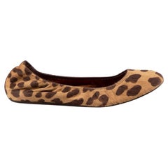 Lanvin Brown Leopard Pony-Hair Ballet Flats Size IT 38.5