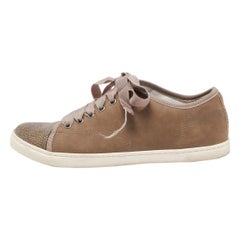 Lanvin Brown Nubuk und Leder Low Top Turnschuhe Größe 39