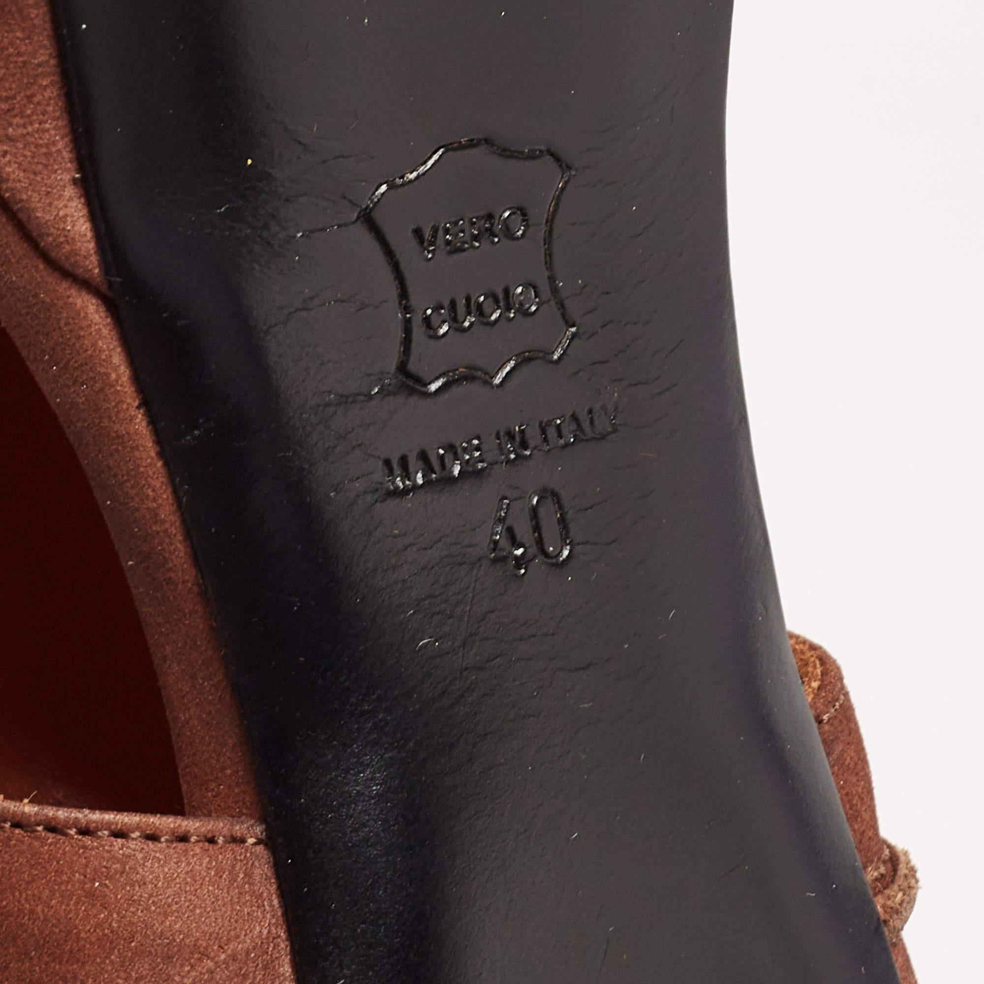Lanvin Brown Nubuck Leather Platform Slingback Sandals Size 40 For Sale 4