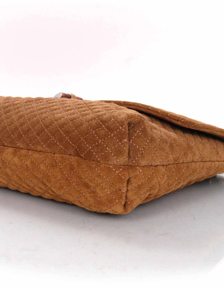 Lanvin Brown Quilted Suede Happy Flap Bag For Sale at 1stDibs