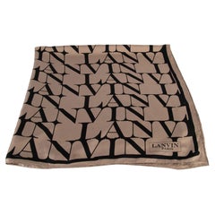 Écharpe en soie imprimée à logo de Lanvin Brown