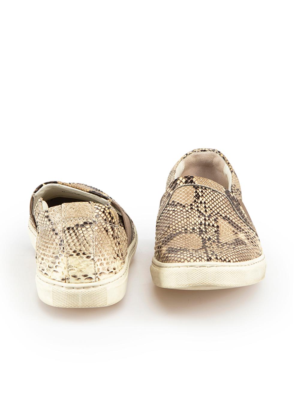 Beige Lanvin Scarpe da Ginnastica Slip On in pelle di serpente marrone Taglia IT 36 in vendita
