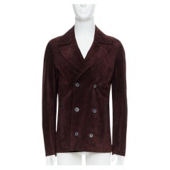 LANVIN Chaqueta cruzada de ante vegetal marrón FR48 M