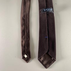 LANVIN Brown Velvet Cotton Silk Tie
