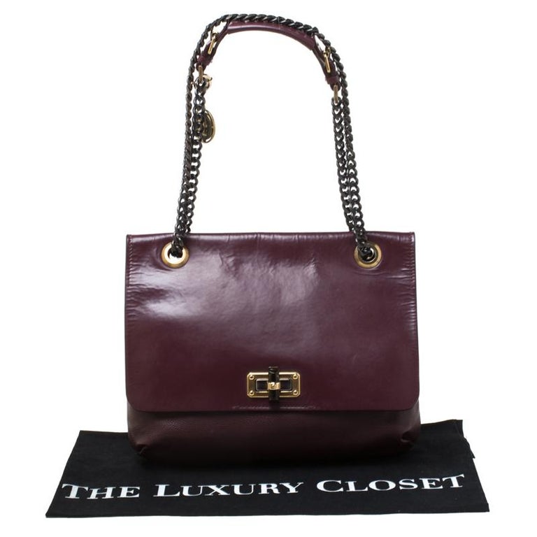 Lanvin Burgundy Leather Hy Shoulder Bag