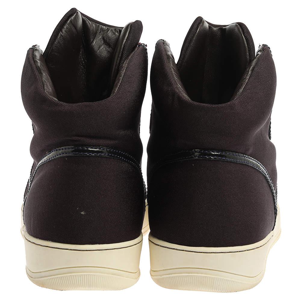 Men's Lanvin Burgundy Nylon High Top Sneakers Size 43