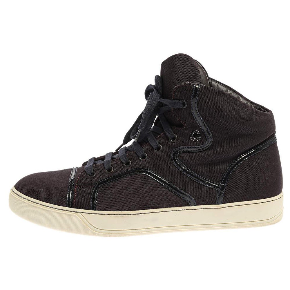 Lanvin Burgundy Nylon High Top Sneakers Size 43
