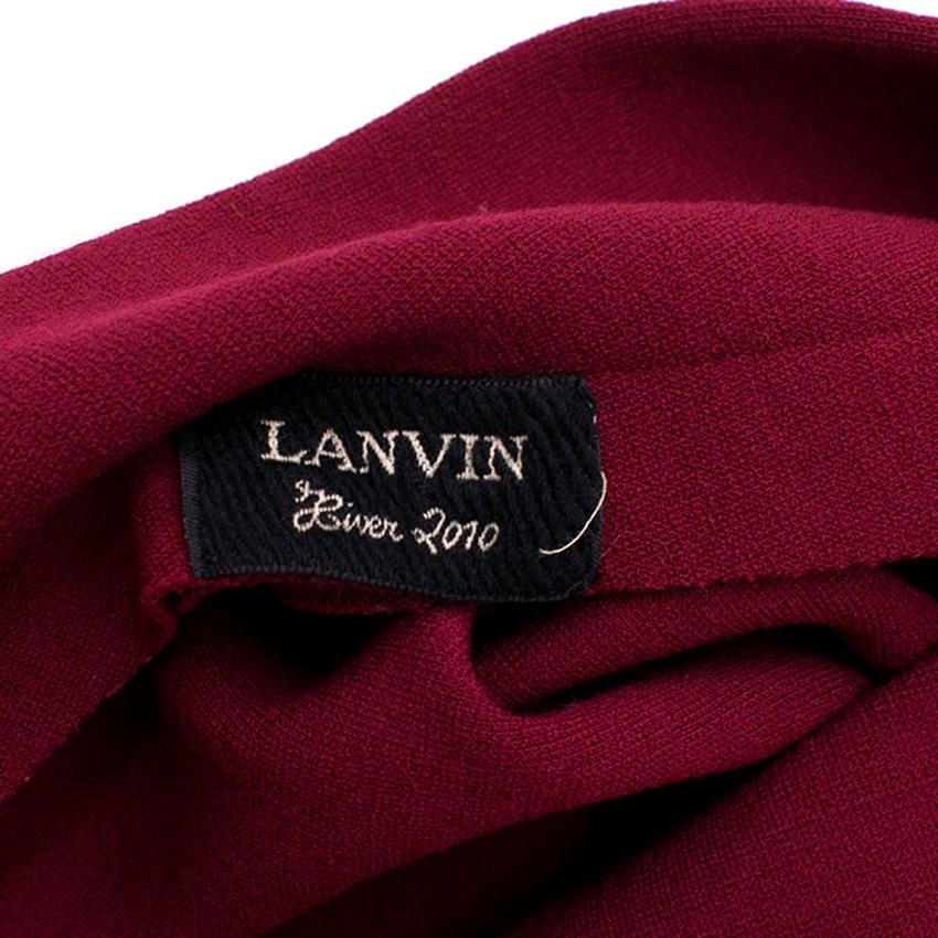 Lanvin Burgundy Ruffled Bardot Dress - Size US4 In New Condition In London, GB