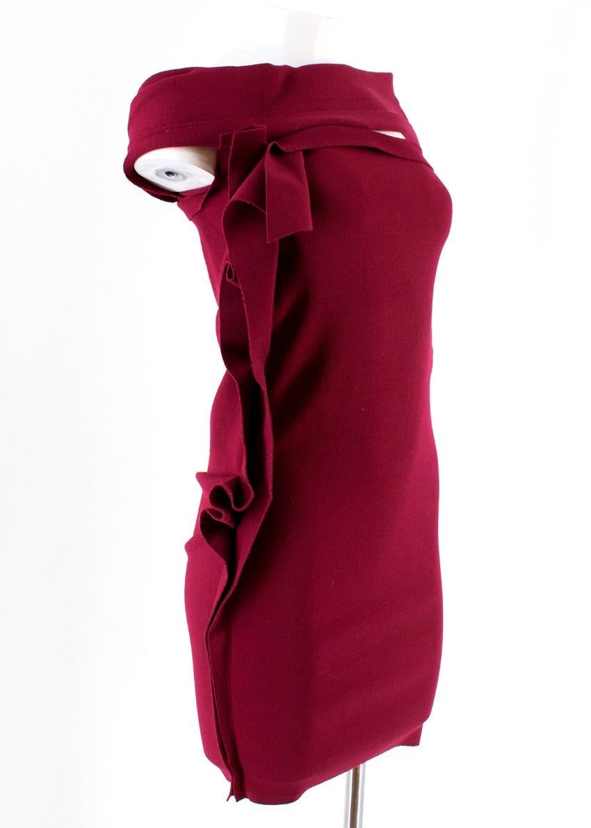 Women's or Men's Lanvin Burgundy Ruffled Bardot Dress - Size US4