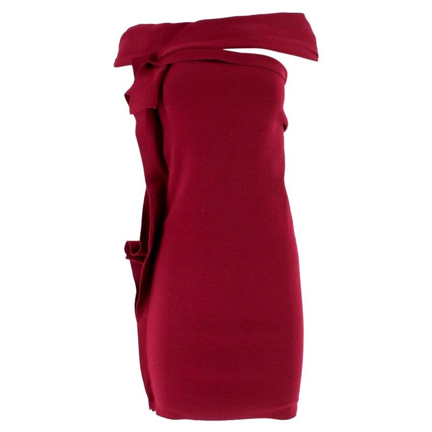 Lanvin Burgundy Ruffled Bardot Dress - Size US4