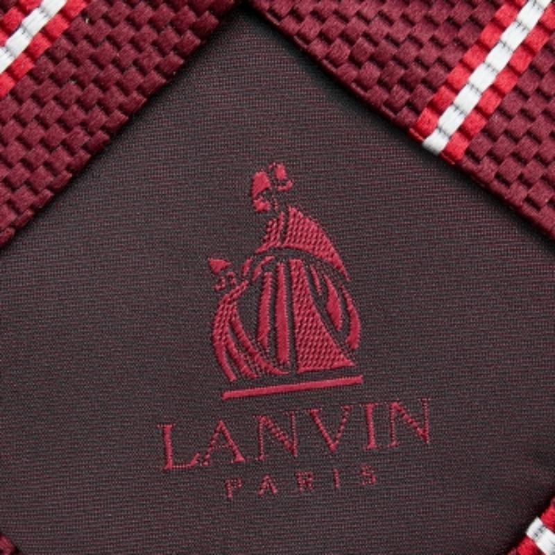 Cravatta Lanvin in seta jacquard a righe bordeaux In condizioni ottime in vendita a Dubai, Al Qouz 2