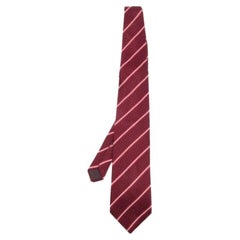 Cravatta Lanvin in seta jacquard a righe bordeaux