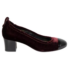Lanvin Burgundy Velvet Cap-Toe Pumps Size IT 36