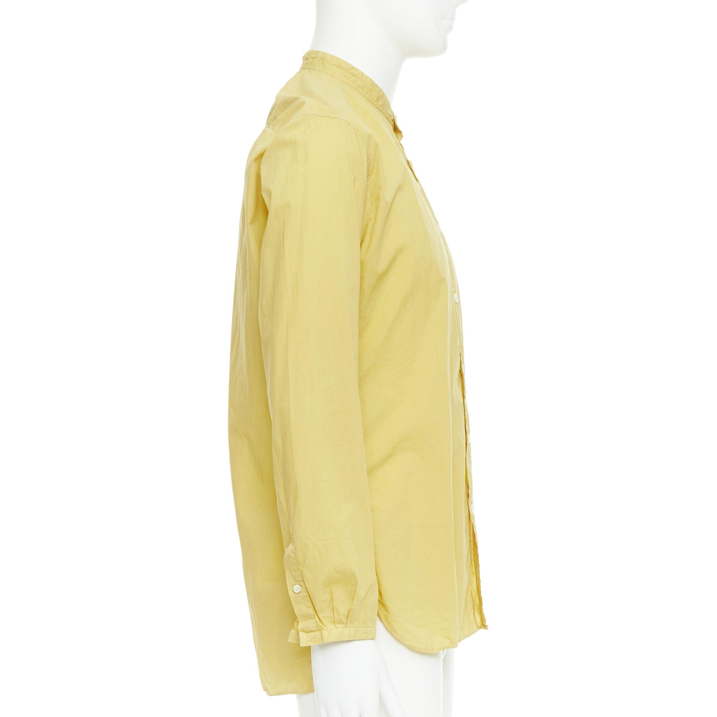 LANVIN giallo burro, camicia in cotone con collo a vescovo e bottoni, EU40 L. In condizioni buone in vendita a Hong Kong, NT