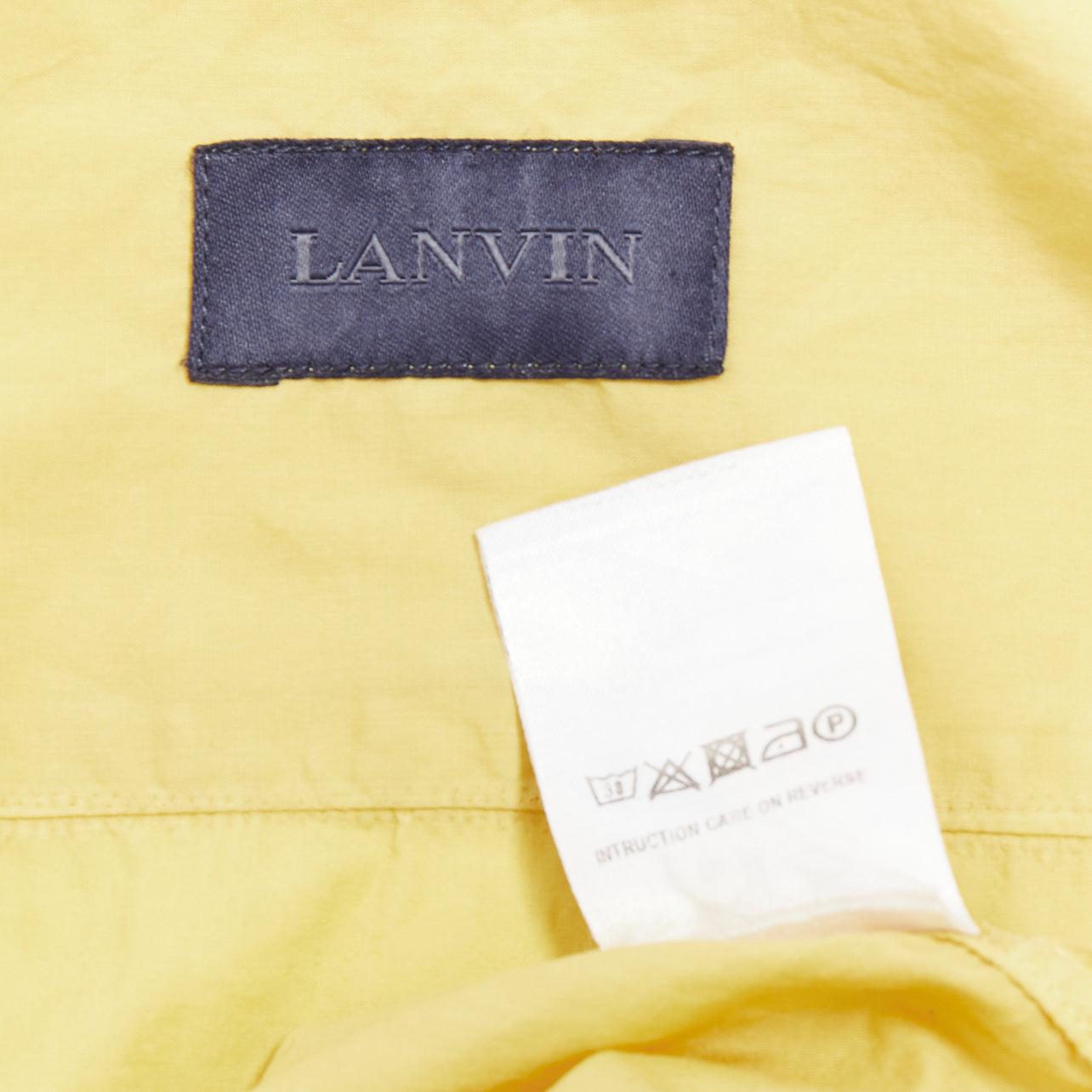 LANVIN giallo burro, camicia in cotone con collo a vescovo e bottoni, EU40 L. in vendita 3