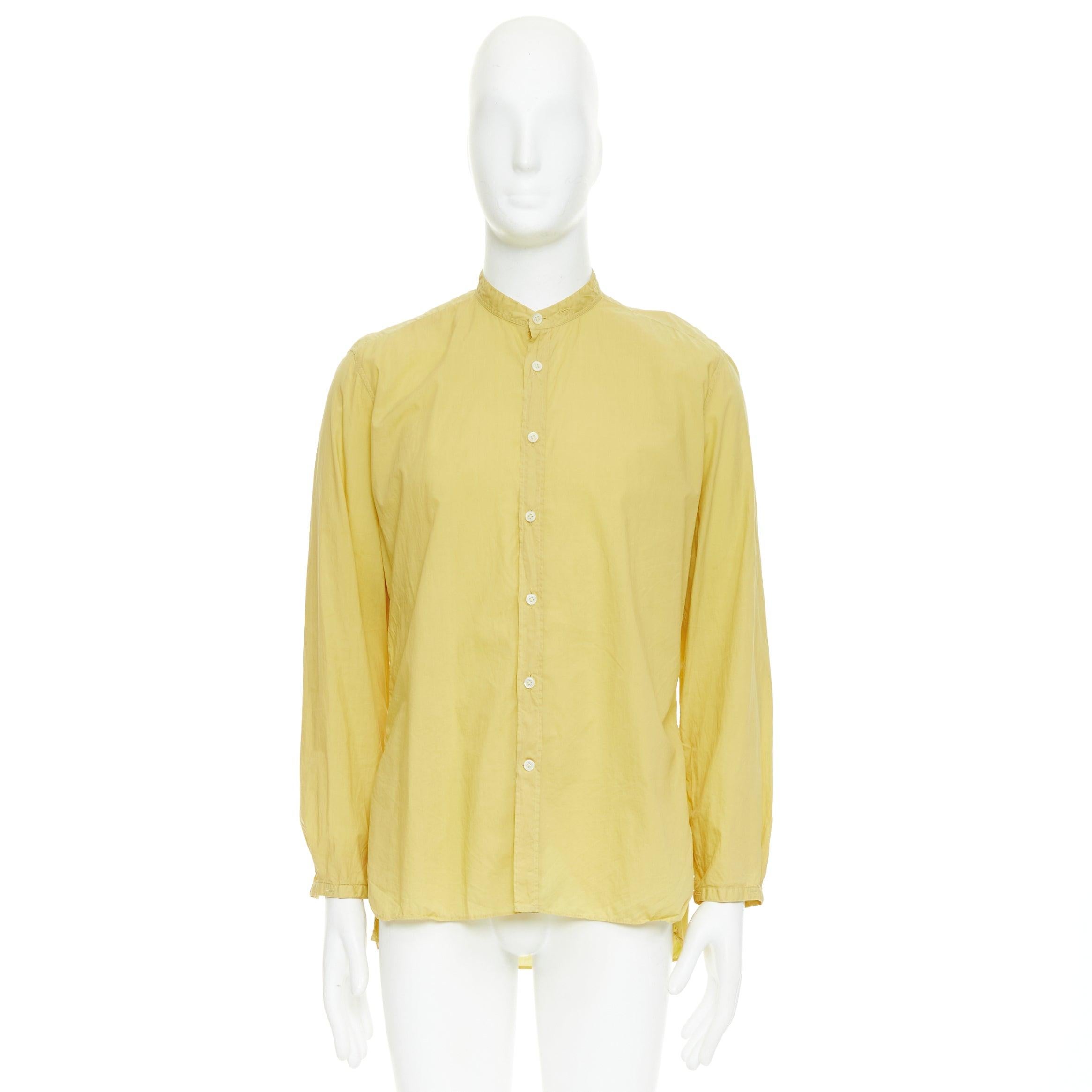 LANVIN giallo burro, camicia in cotone con collo a vescovo e bottoni, EU40 L. in vendita 4