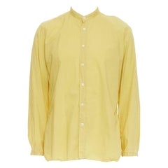 LANVIN buttergelbes Baumwollhemd mit Bischofskragen und Knopfleiste EU40 L