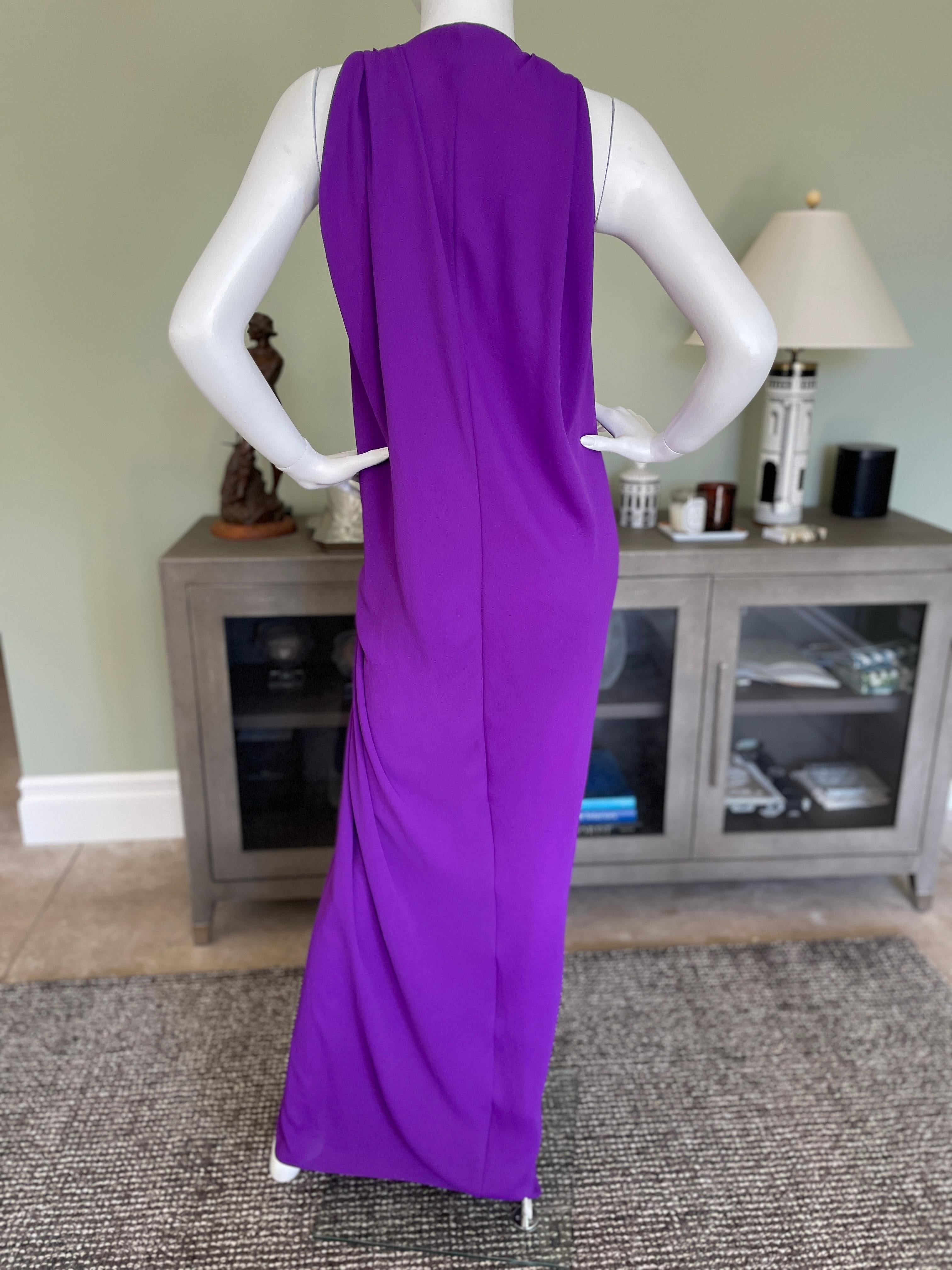  Lanvin by Alber Elbaz 2014 Plunging Purple Evening Dress with High Slit For Sale 1