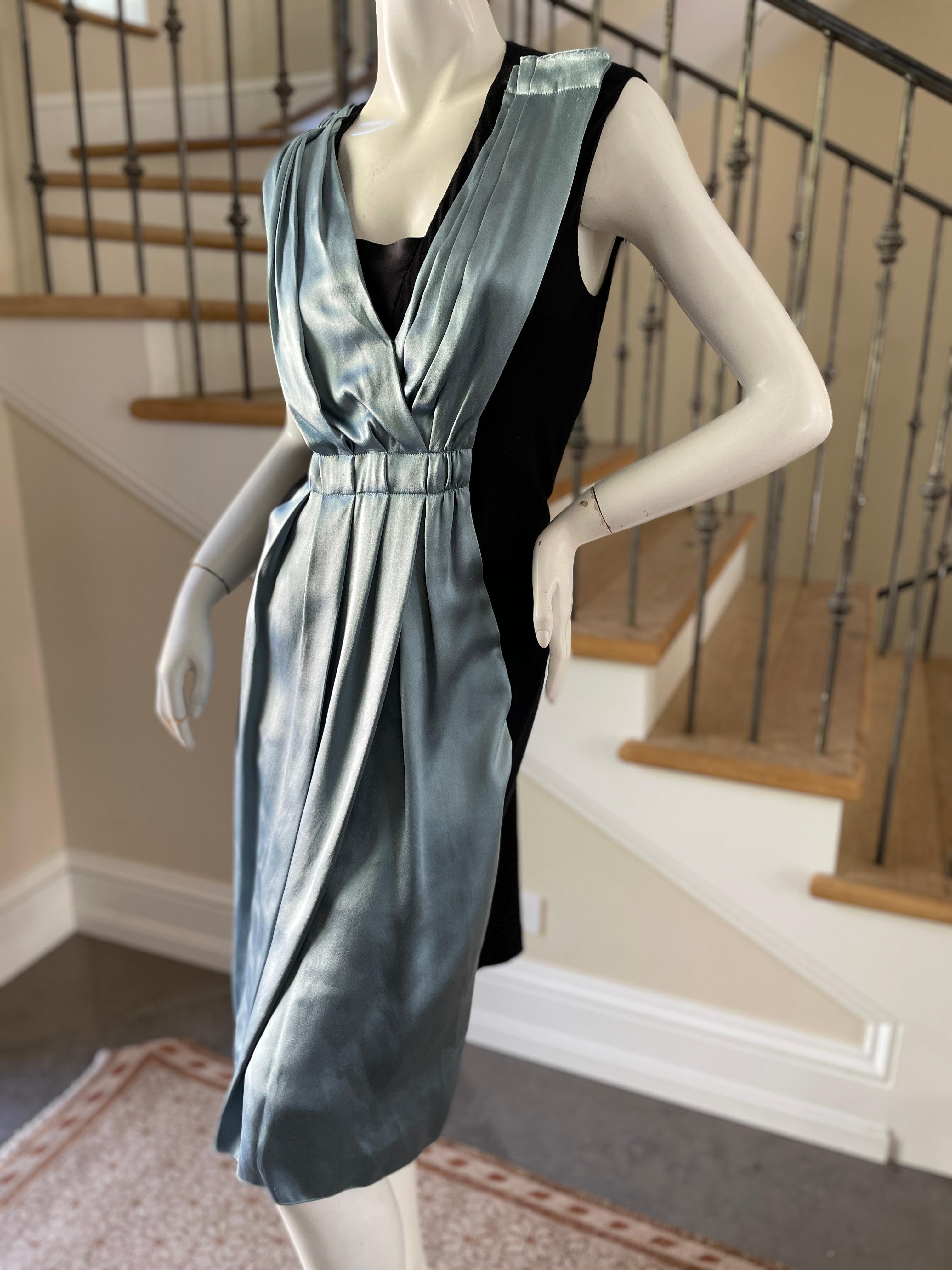 Lanvin by Alber Elbaz Black Dress with Blue Silk Overlay from Fall 2006 In Good Condition For Sale In Cloverdale, CA