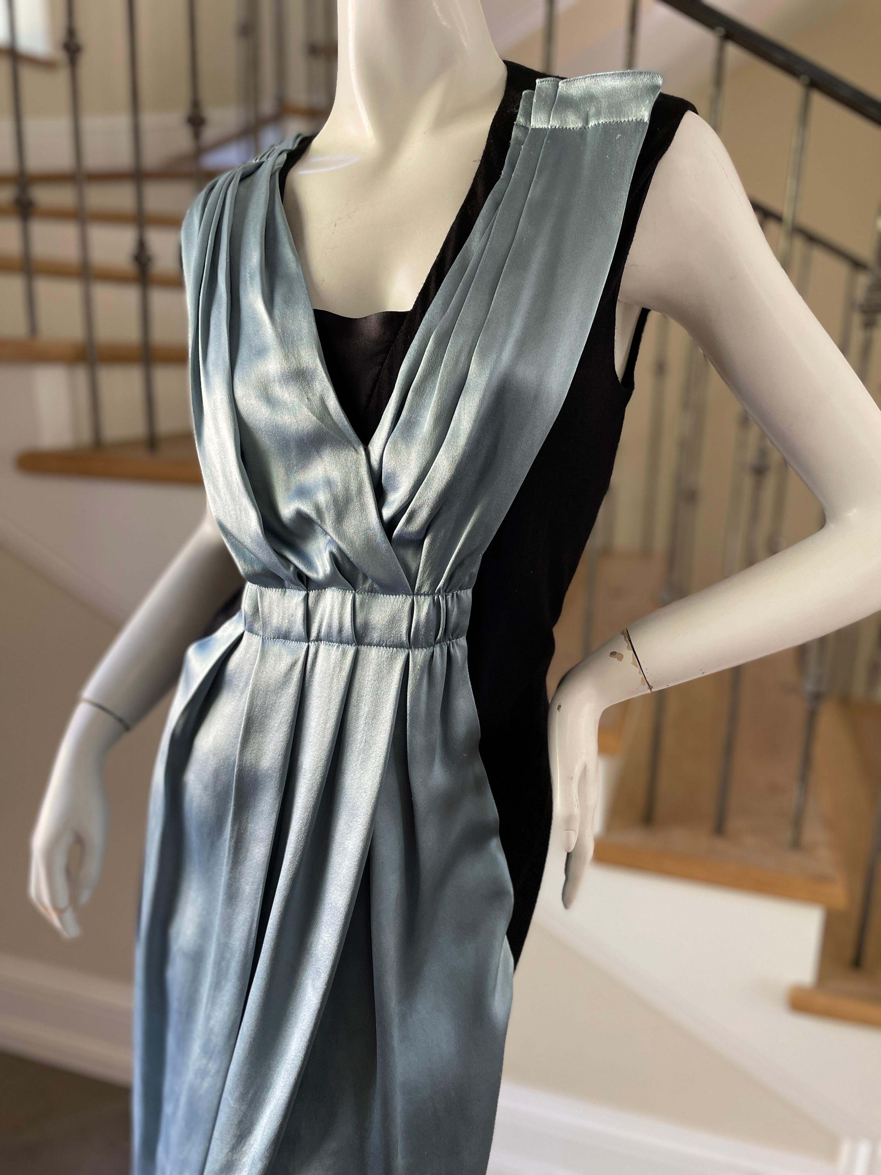 Women's Lanvin by Alber Elbaz Black Dress with Blue Silk Overlay from Fall 2006 For Sale