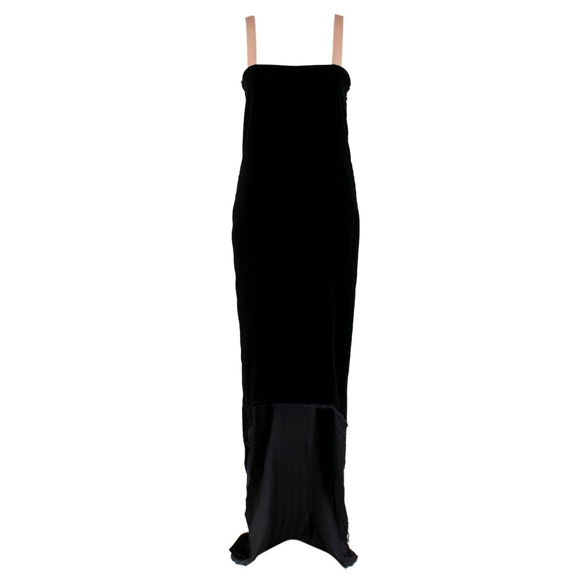 Lanvin by Alber Elbaz Black Velour Asymmetric Dress 36 FR For Sale