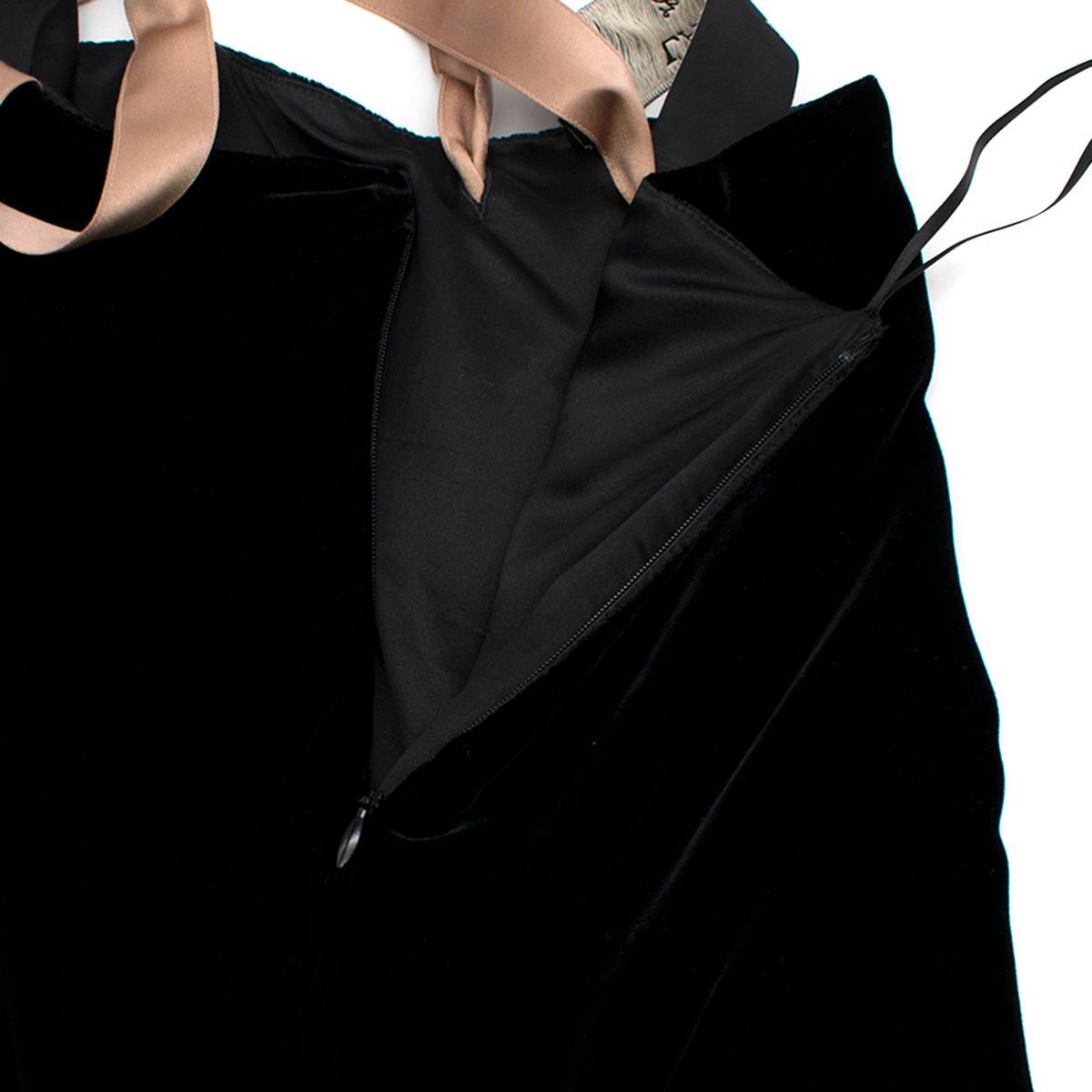 Lanvin by Alber Elbaz Black Velour Asymmetric Dress - Size US 4 In Excellent Condition For Sale In London, GB