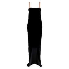 Lanvin by Alber Elbaz Black Velour Asymmetric Dress - Size US 4