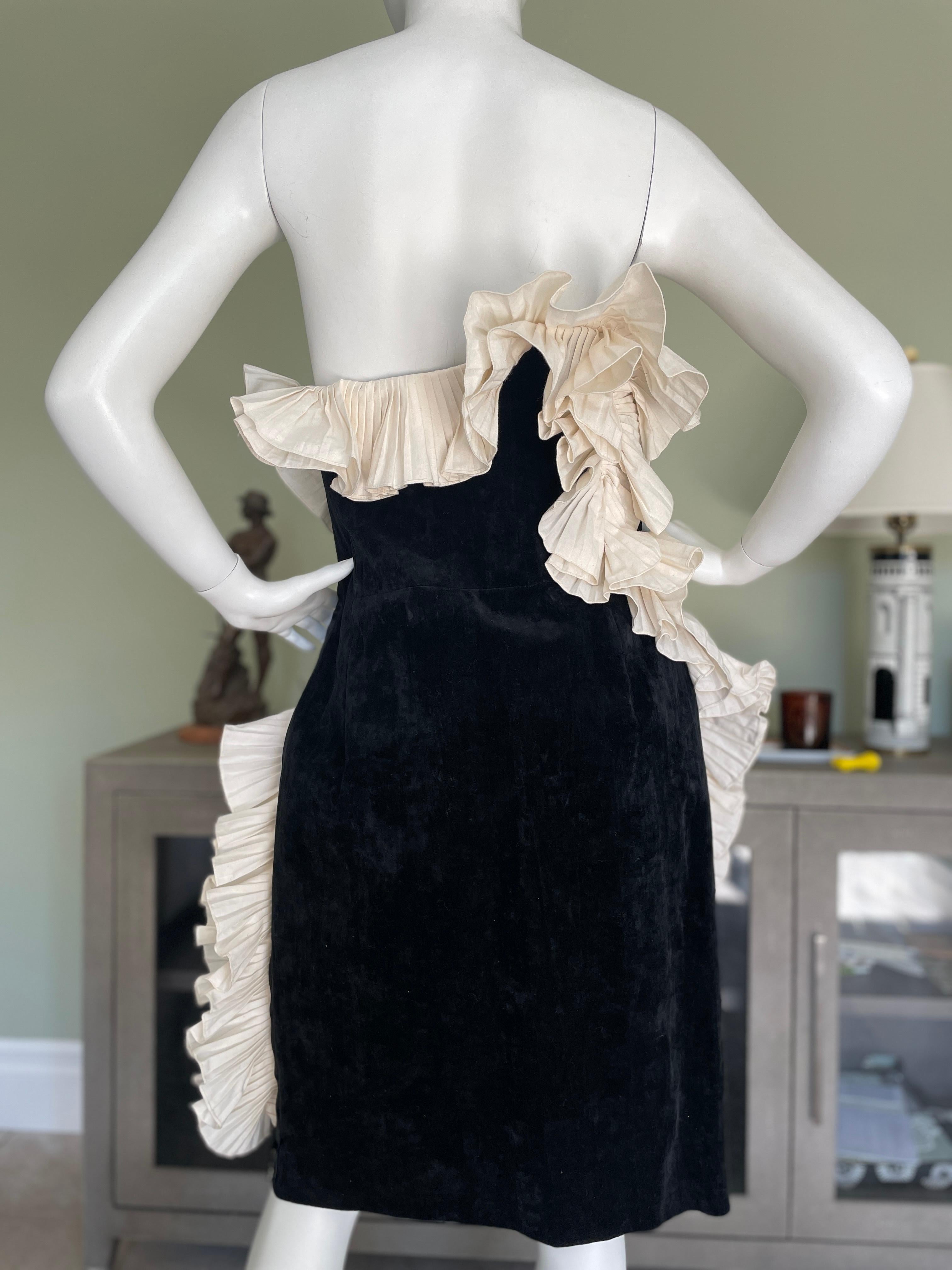 Lanvin by Alber Elbaz Black Velvet Dress w Dramatic White Ruffle from Fall 2012 For Sale 2