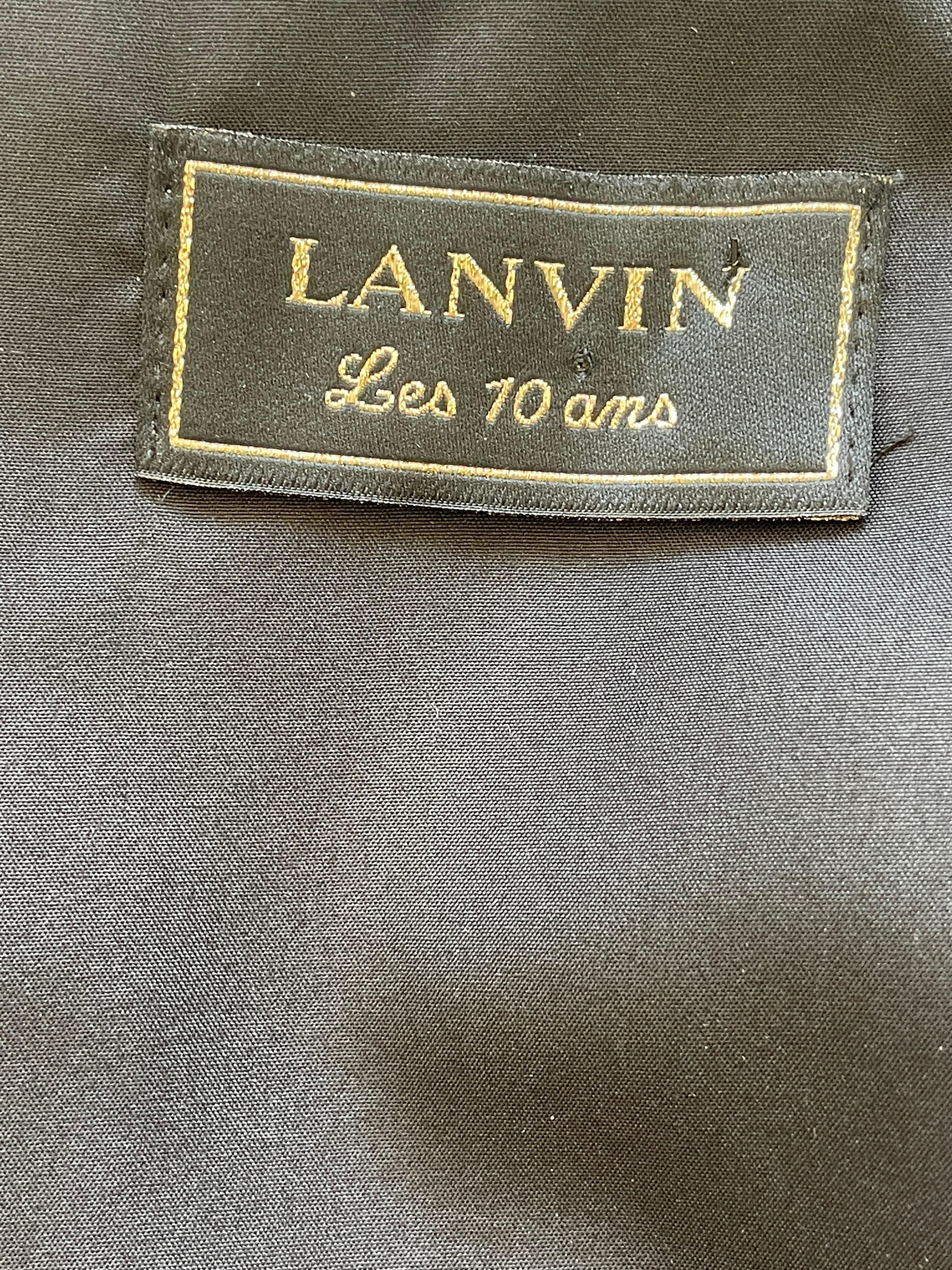 Lanvin by Alber Elbaz Schwarzes Samtkleid mit dramatischem weißem Rüschen aus Herbst 2012 im Angebot 3