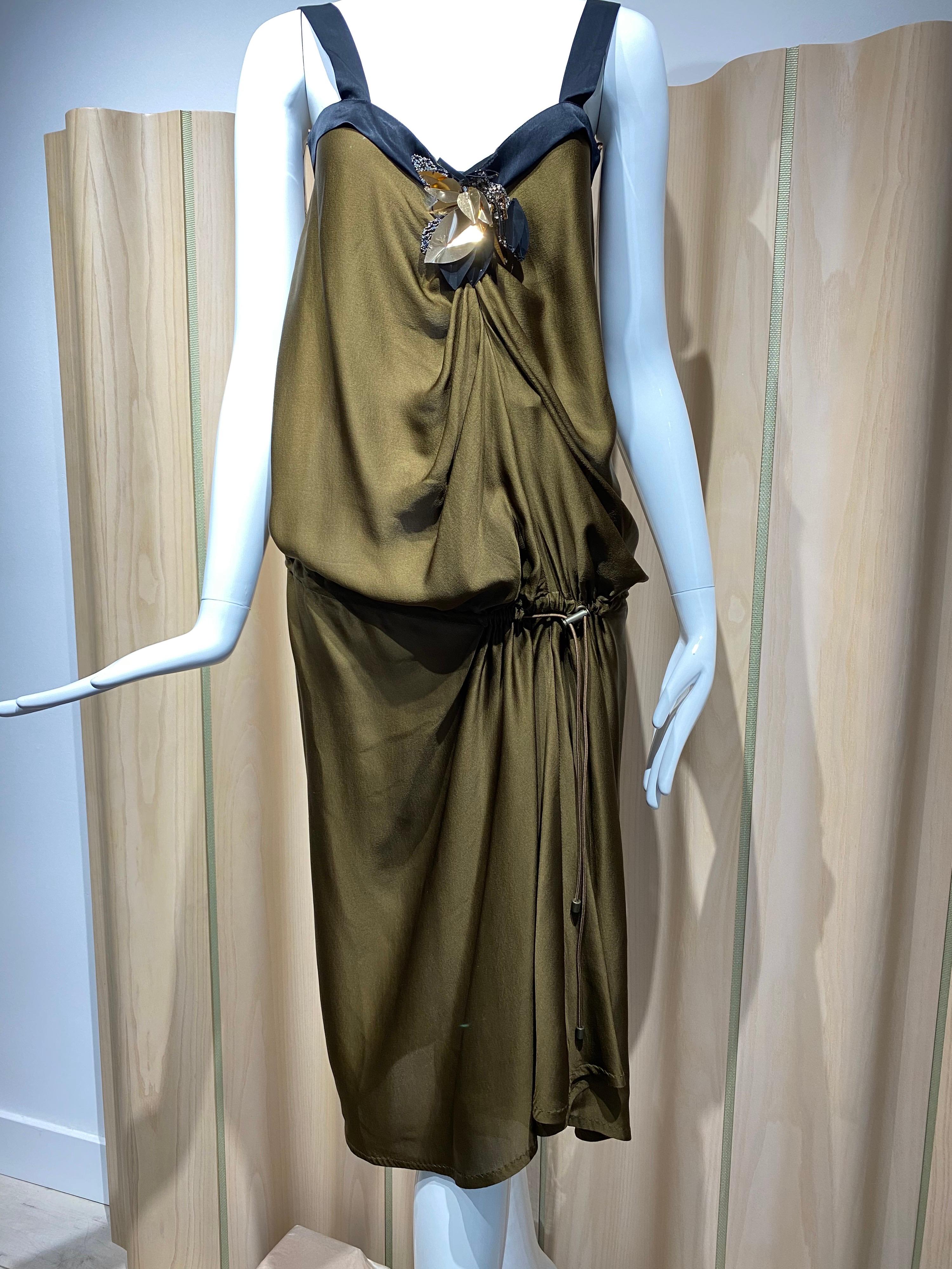 Lanvin by Alber Elbaz Braunes Seidenkleid im Zustand „Hervorragend“ im Angebot in Beverly Hills, CA