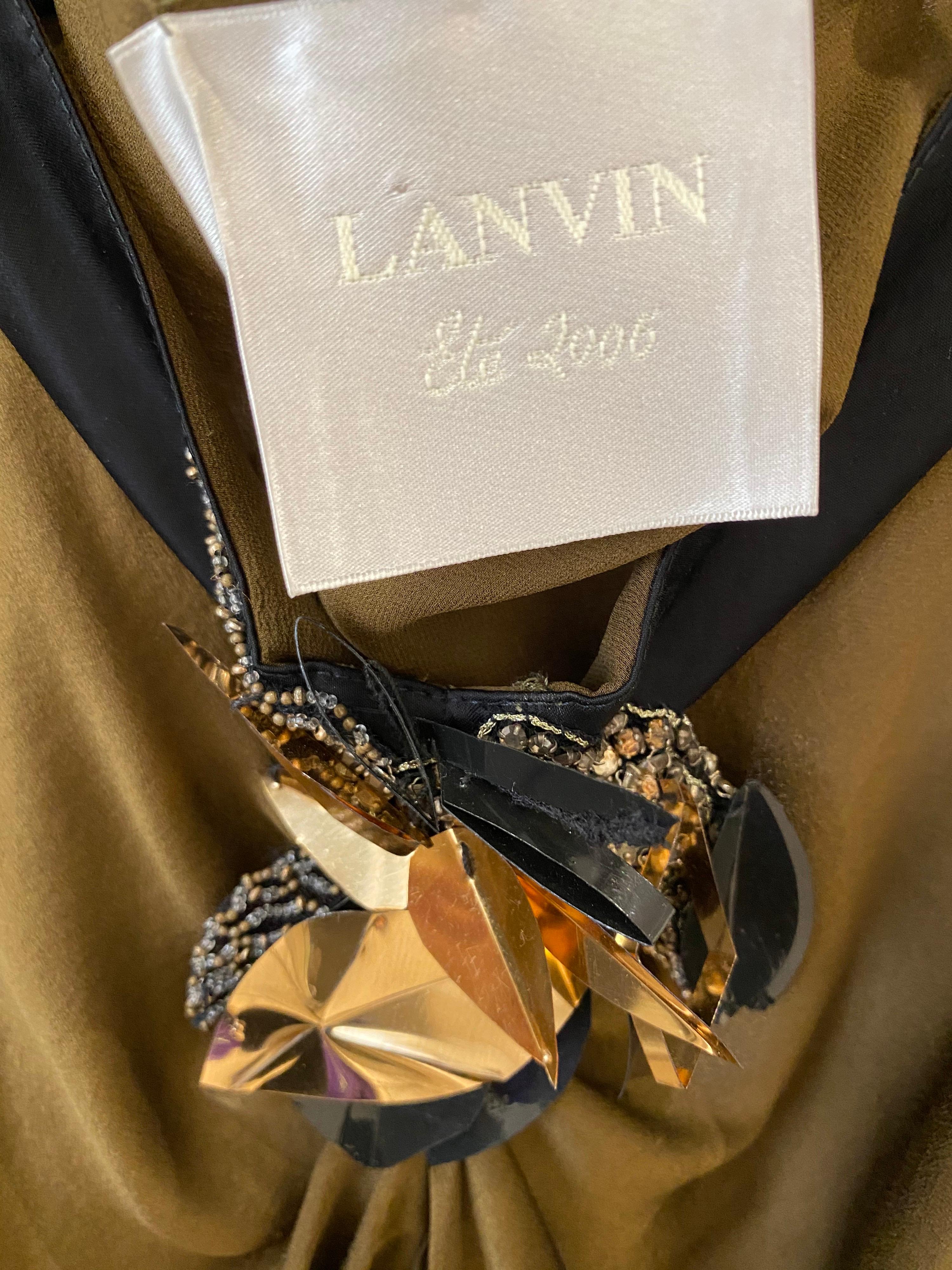 Women's Lanvin by Alber Elbaz Brown Silk Dress For Sale