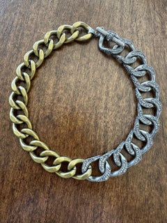 Lanvin by Alber Elbaz Chunky Two Tone Chain Necklace with Crystal Details