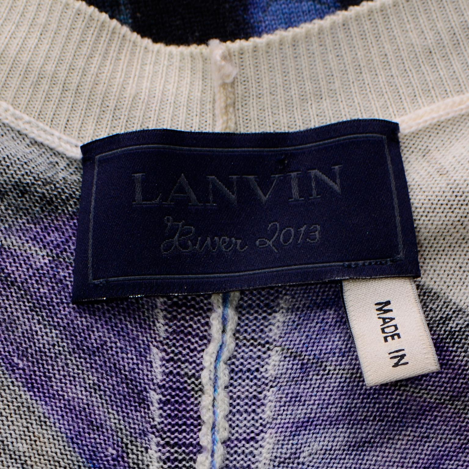 Lanvin by Alber Elbaz Tiefblauer Pullover mit Schmetterlings Schatten in Creme 4