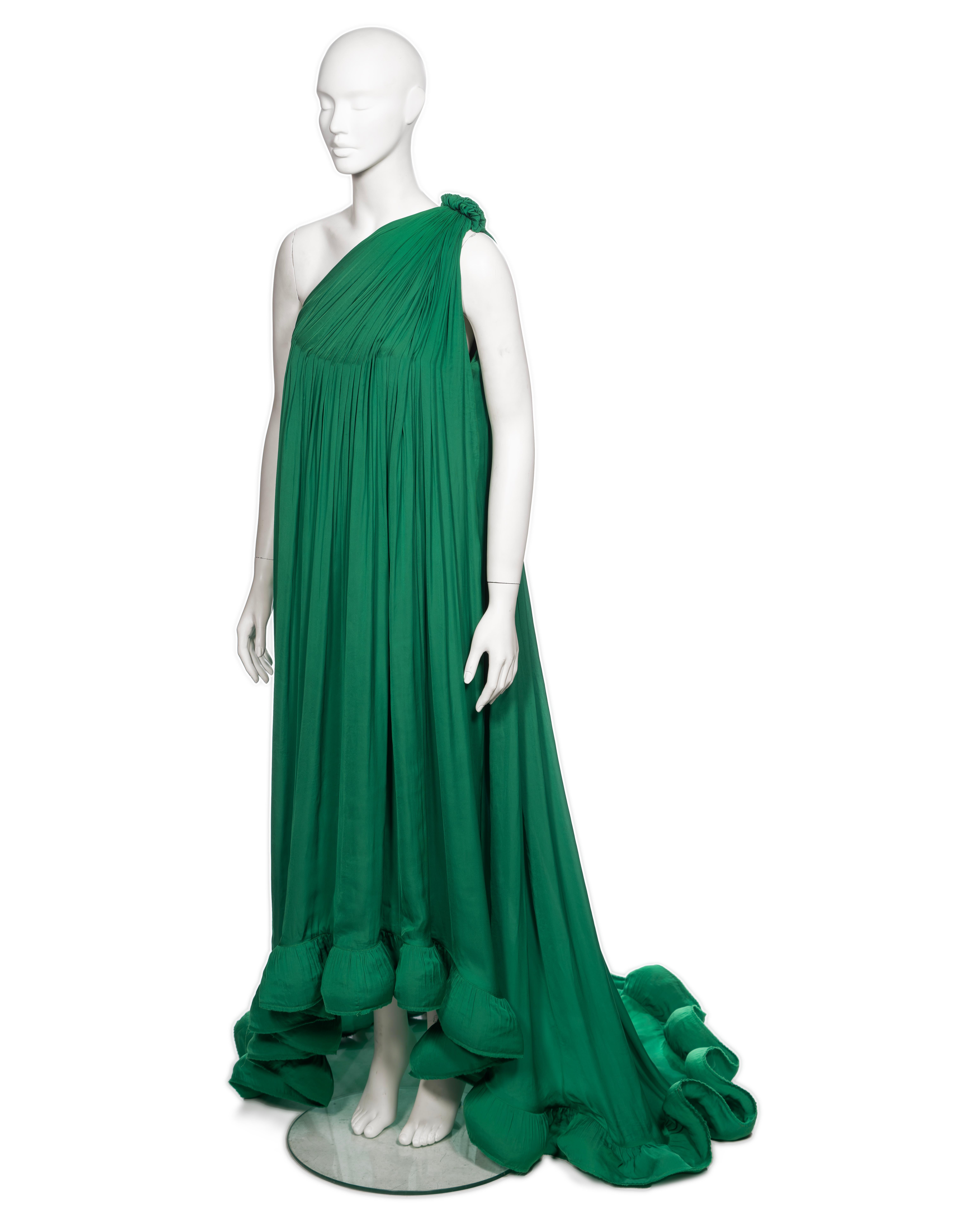 Robe de soirée Lanvin par Alber Elbaz, asymétrique plissée verte, SS 2008 en vente 6