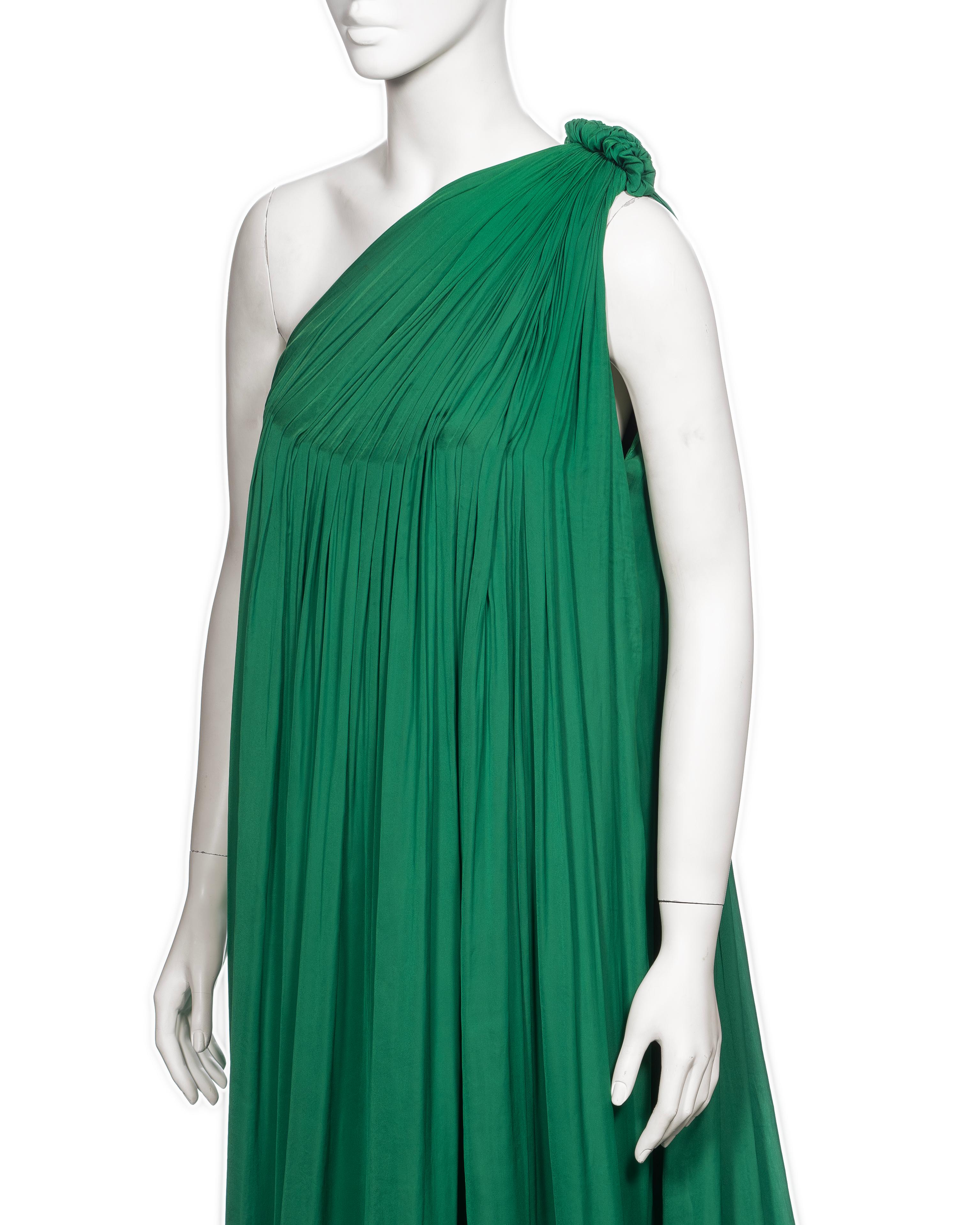 Robe de soirée Lanvin par Alber Elbaz, asymétrique plissée verte, SS 2008 en vente 7