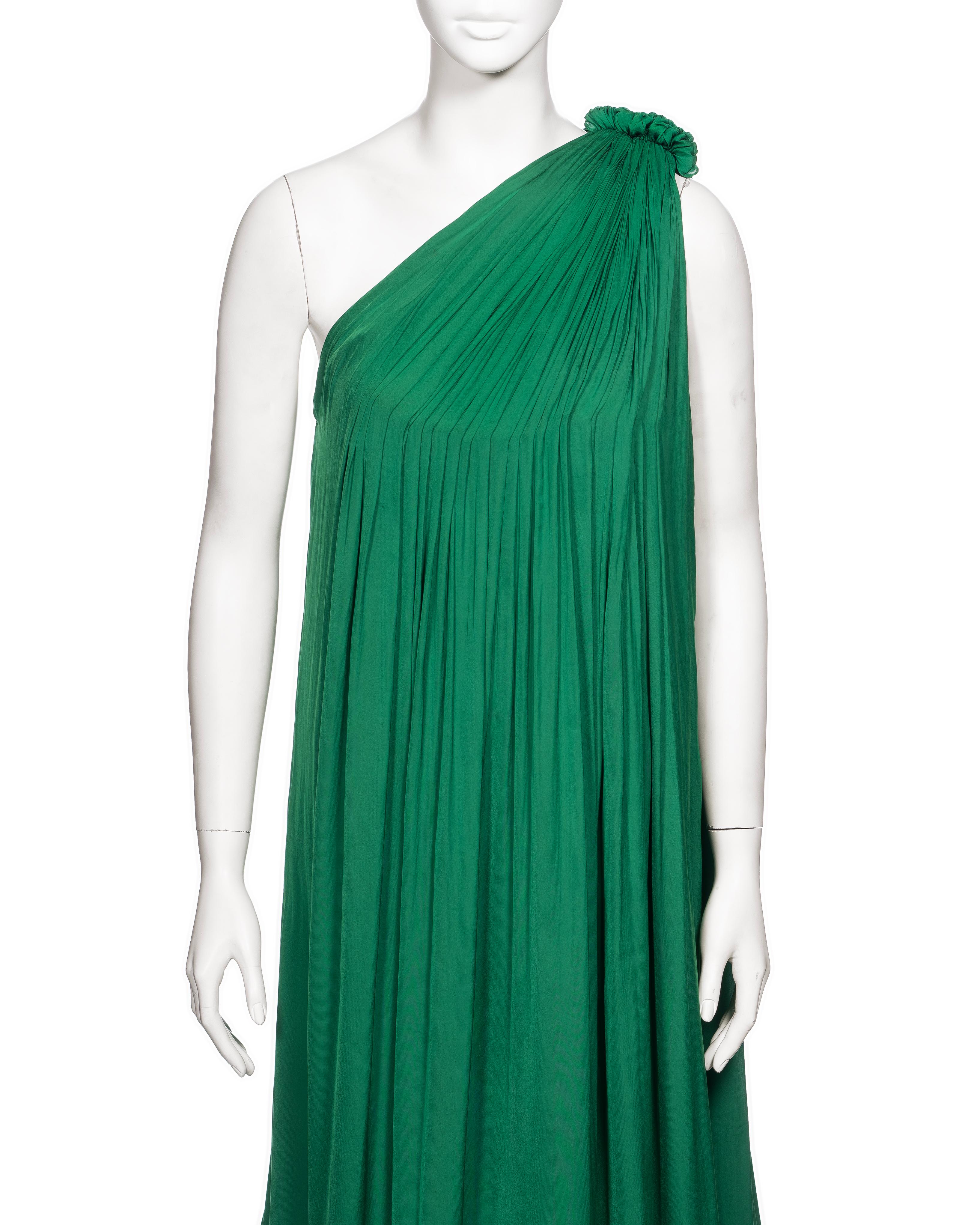 Women's Lanvin by Alber Elbaz Green Pleated One-Shoulder Evening Dress, SS 2008 For Sale