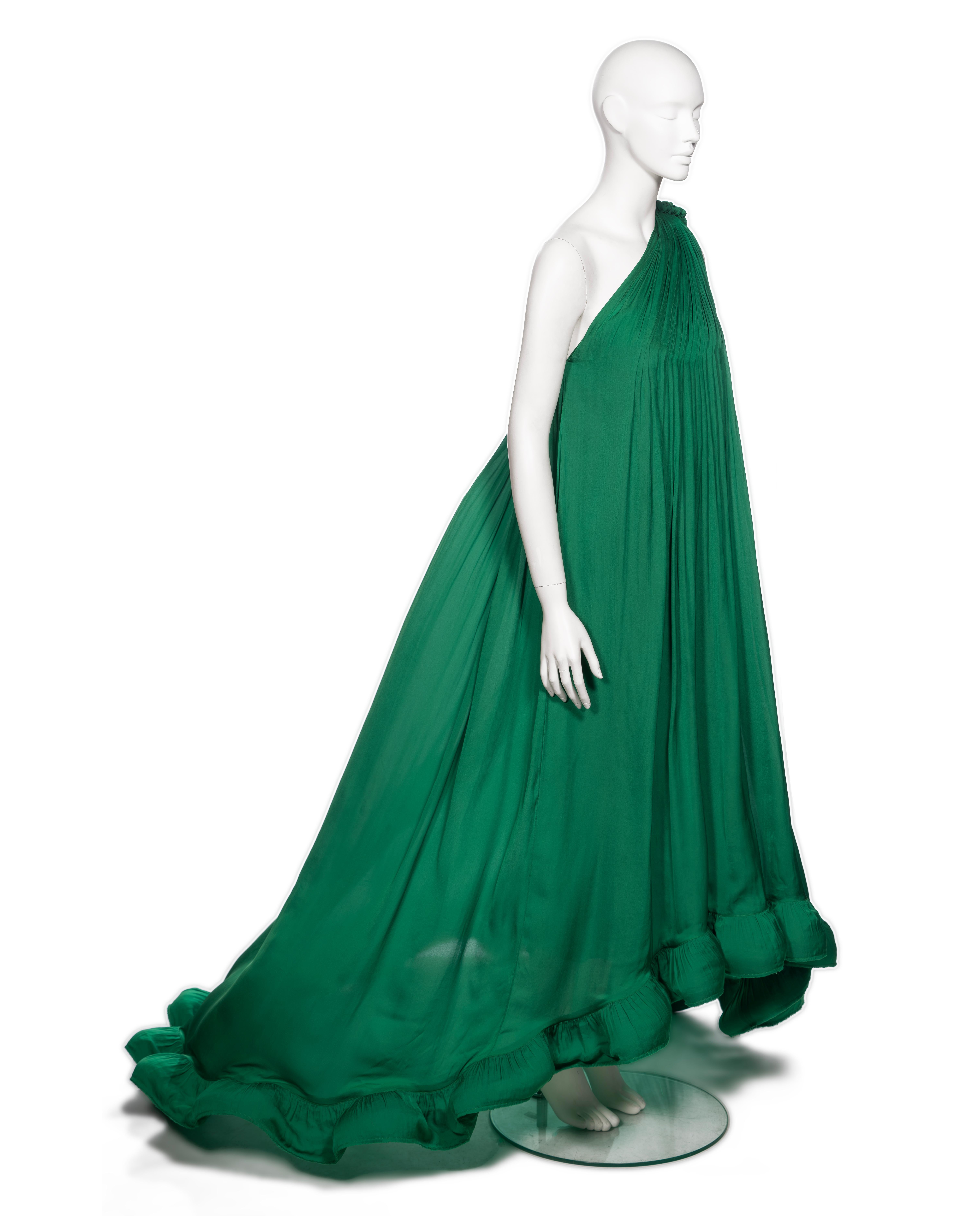 Robe de soirée Lanvin par Alber Elbaz, asymétrique plissée verte, SS 2008 en vente 2