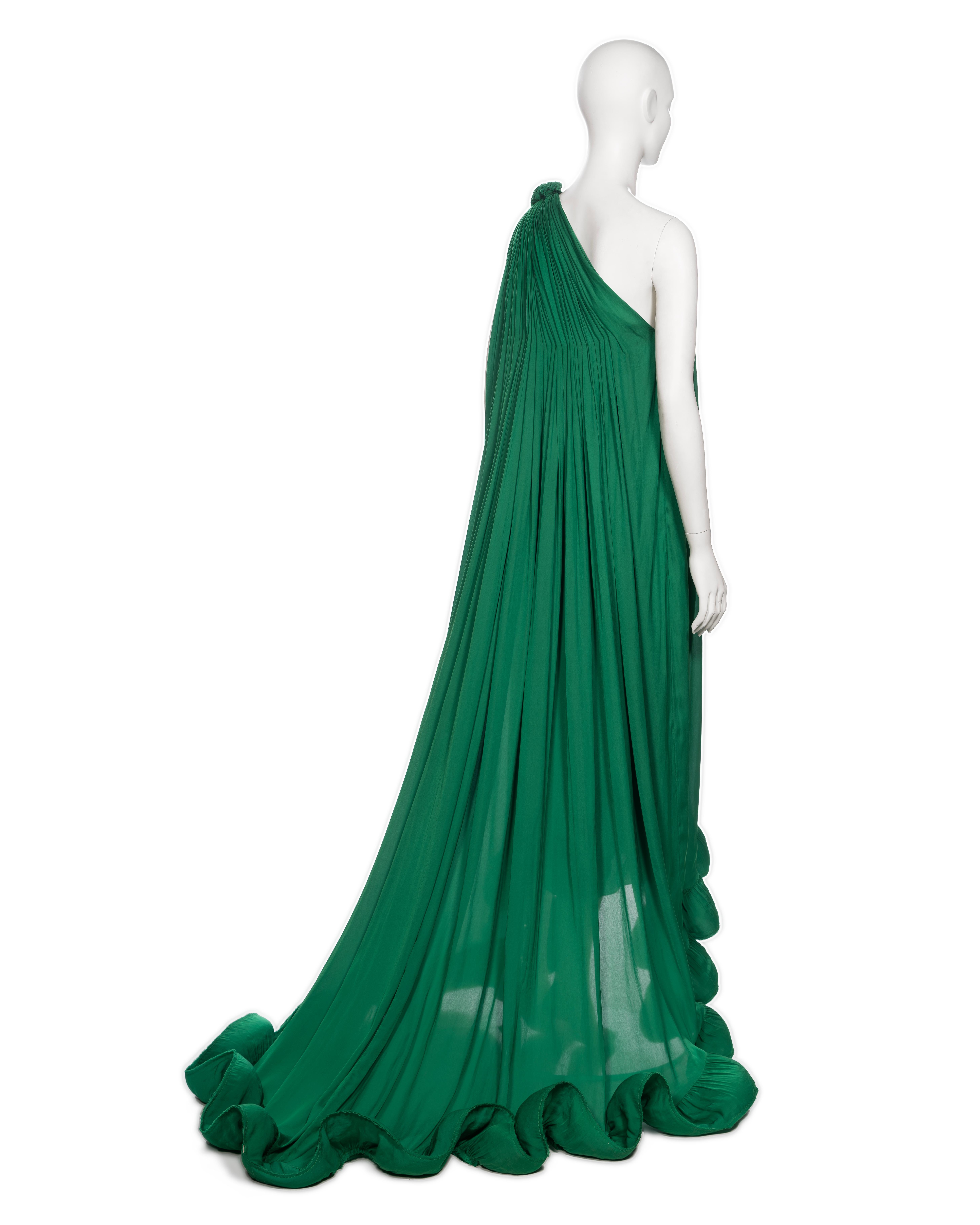 Lanvin by Alber Elbaz Green Pleated One-Shoulder Evening Dress, SS 2008 For Sale 3