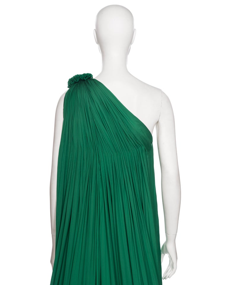 Lanvin by Alber Elbaz Green Pleated One-Shoulder Evening Dress, SS 2008 For  Sale at 1stDibs
