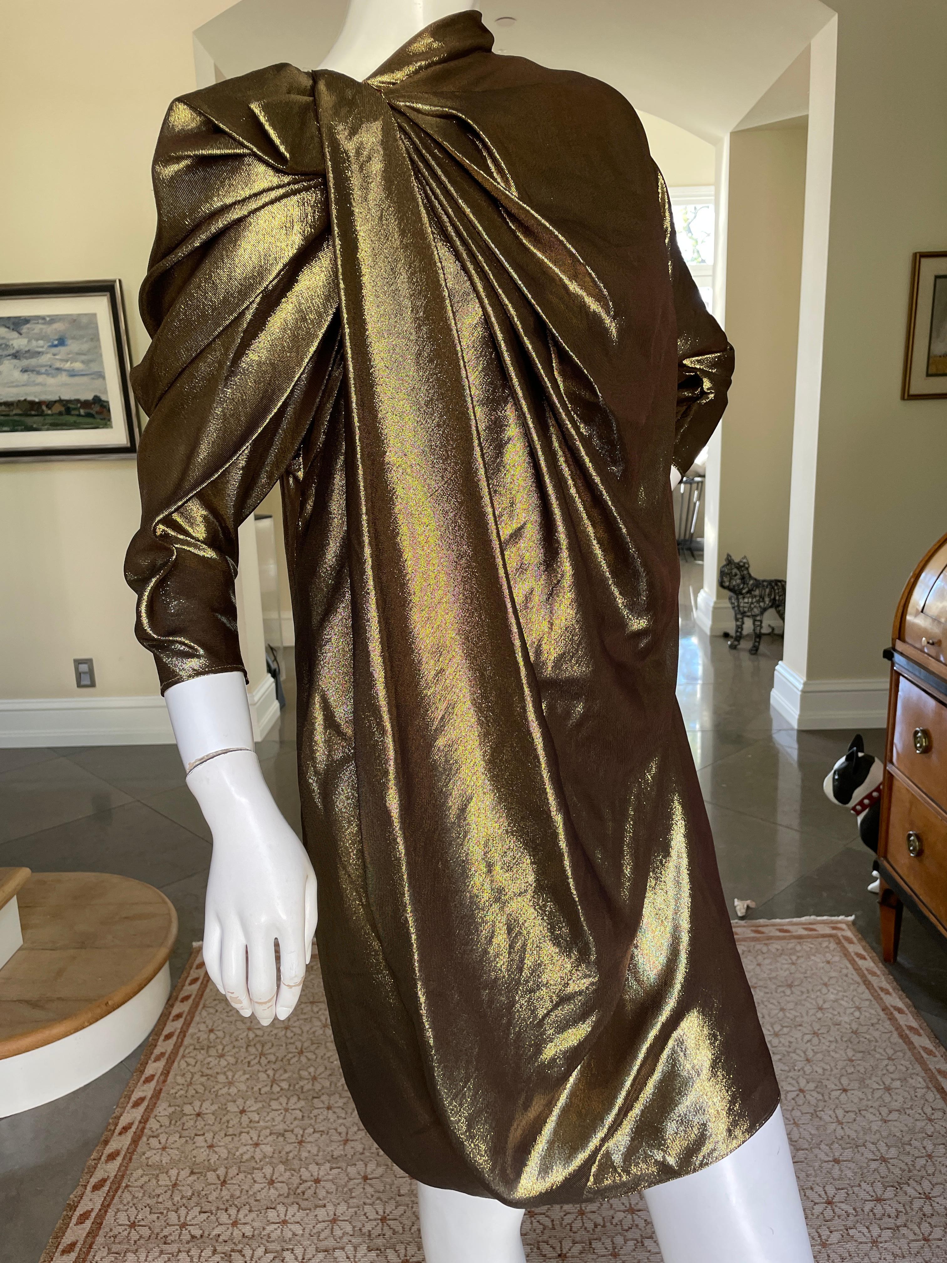 Black Lanvin by Alber Elbaz Metallic Gold Goddess Dress Fall 2009