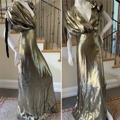 Lanvin Exquisite Vintage Metallic Gold 1930's Style Goddess Dress
