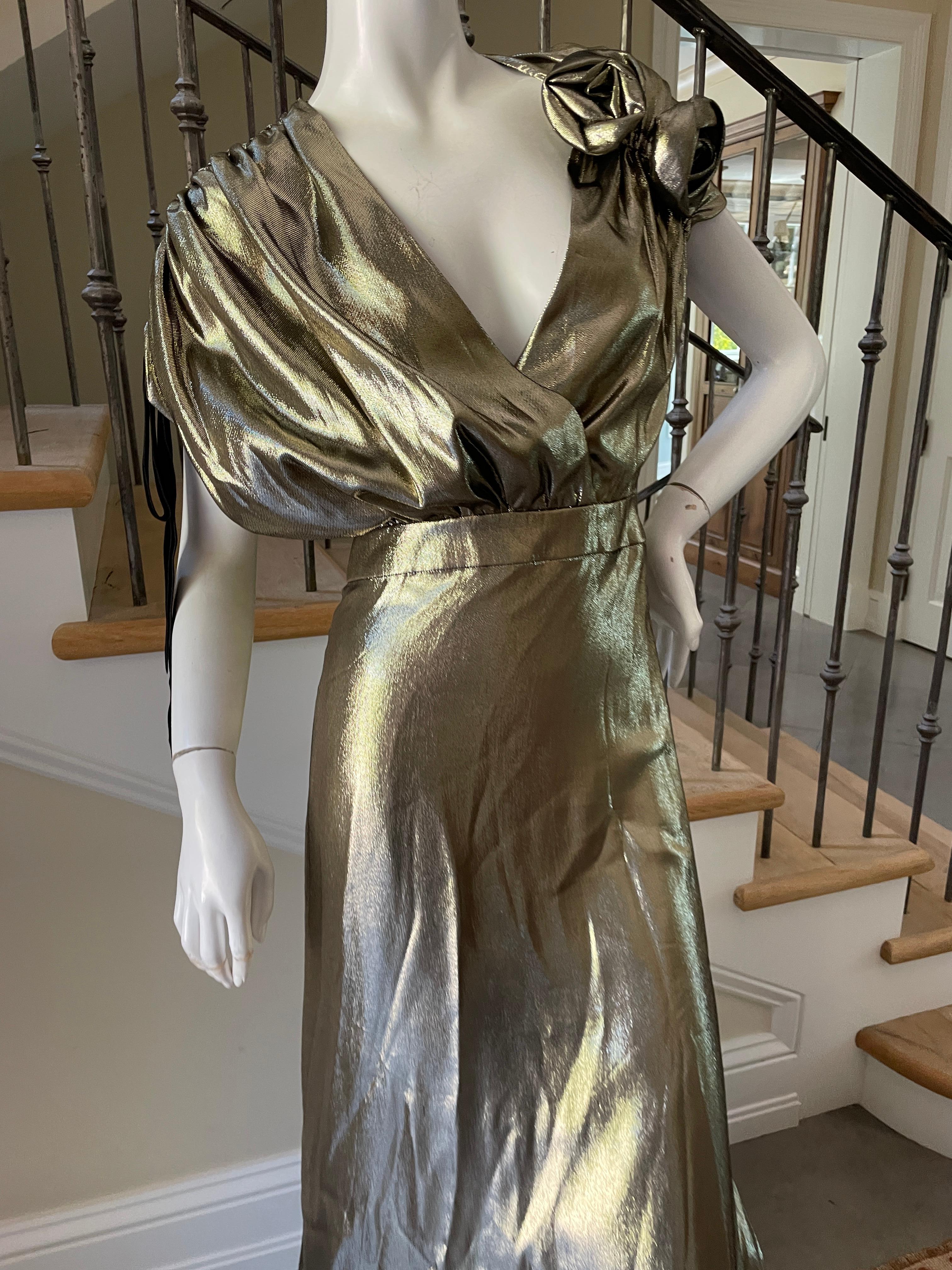 Gray Lanvin by Alber Elbaz Metallic Gold Goddess Dress  For Sale
