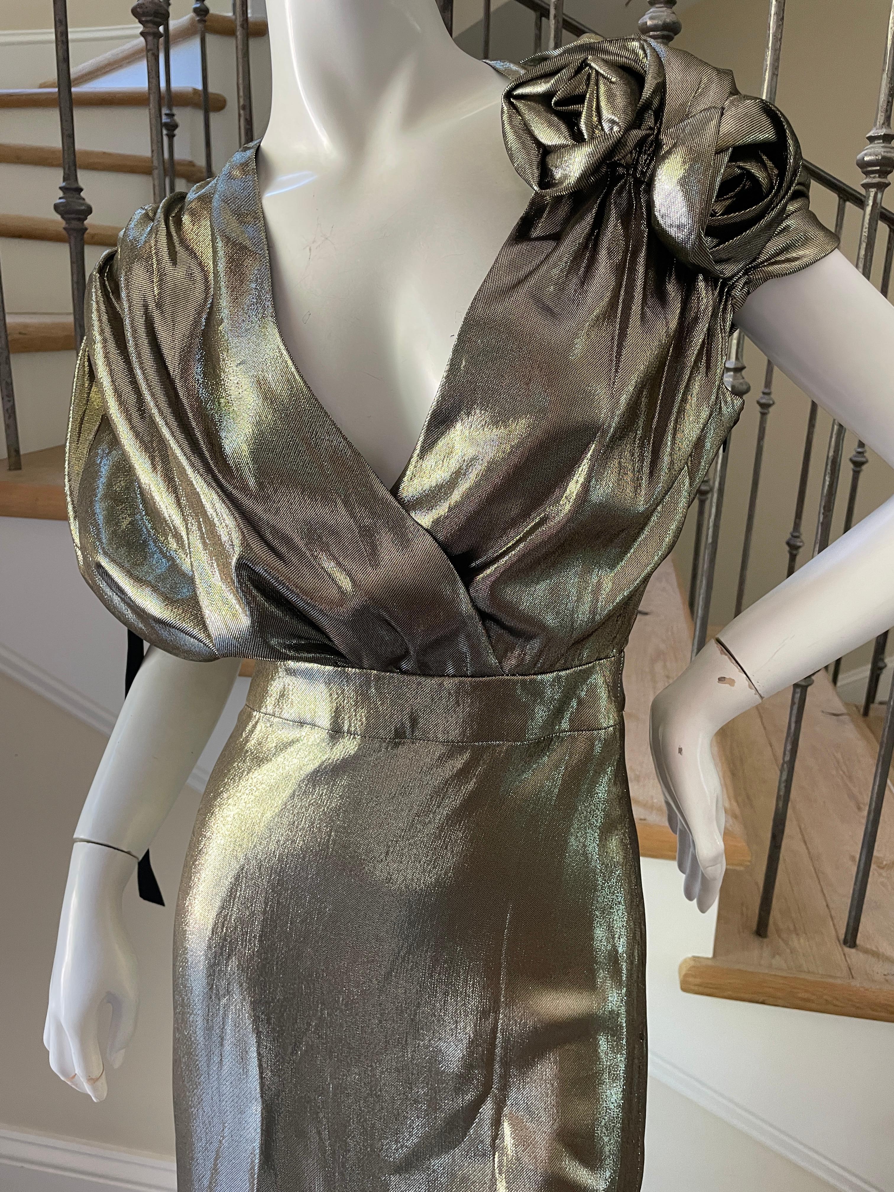 Lanvin by Alber Elbaz Metallic Gold Goddess Dress  In New Condition For Sale In Cloverdale, CA