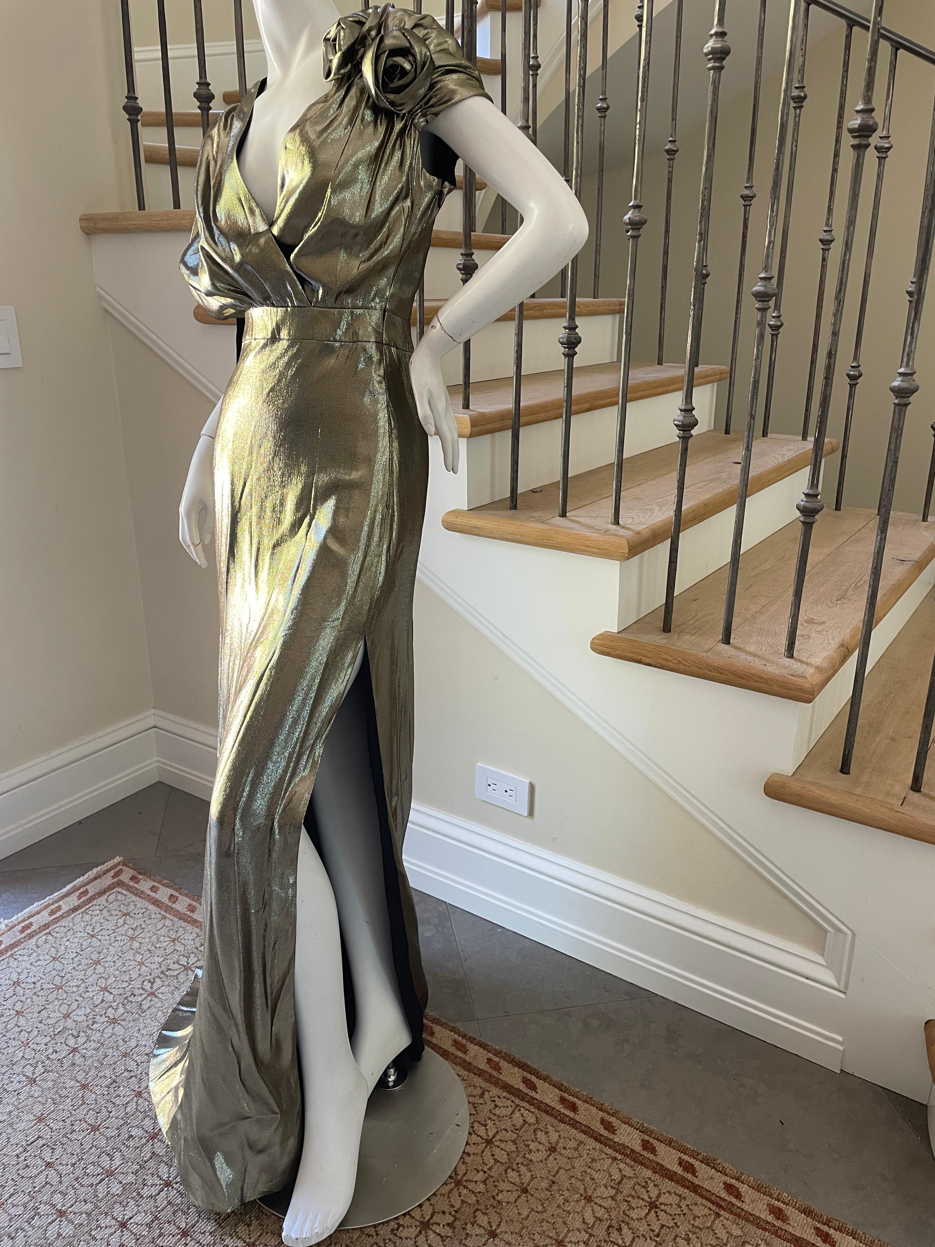 Gray Lanvin Exquisite Vintage Metallic Gold 1930's Style Goddess Dress 