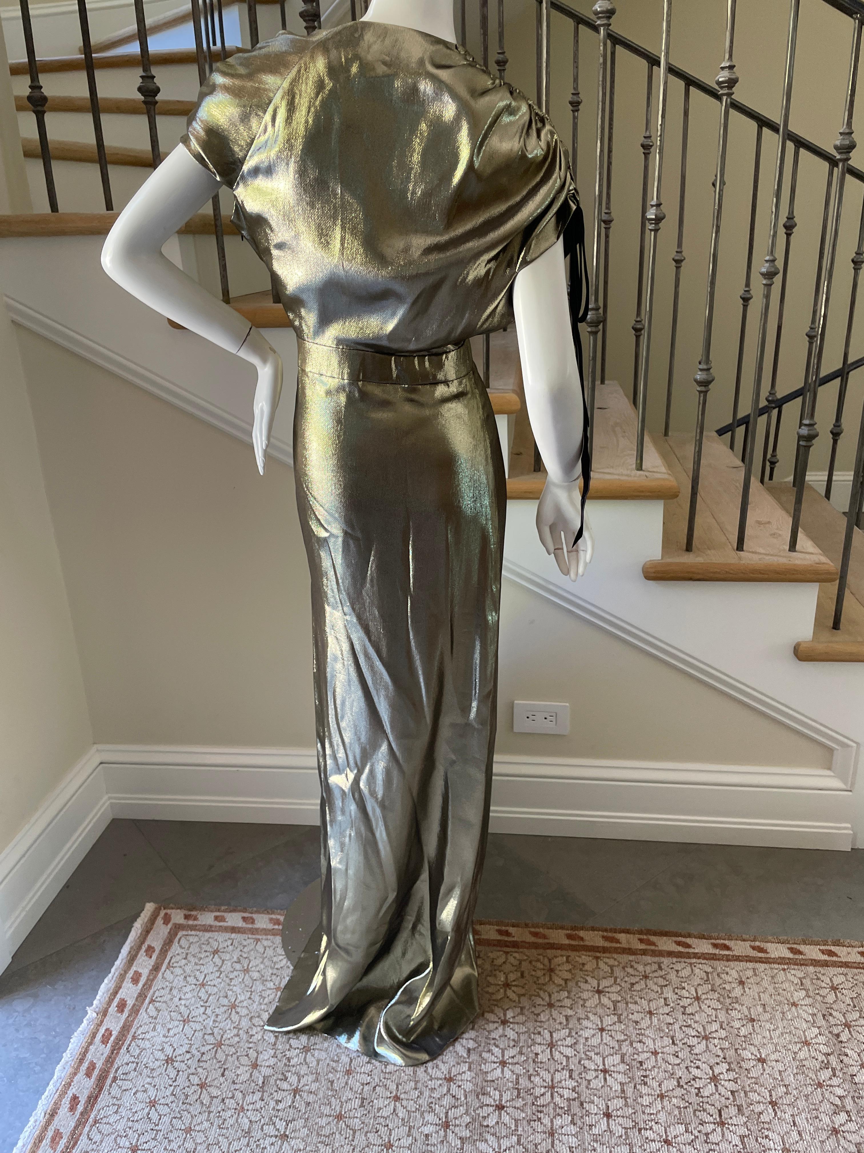 Lanvin Exquisite Vintage Metallic Gold 1930's Style Goddess Dress  In New Condition In Cloverdale, CA