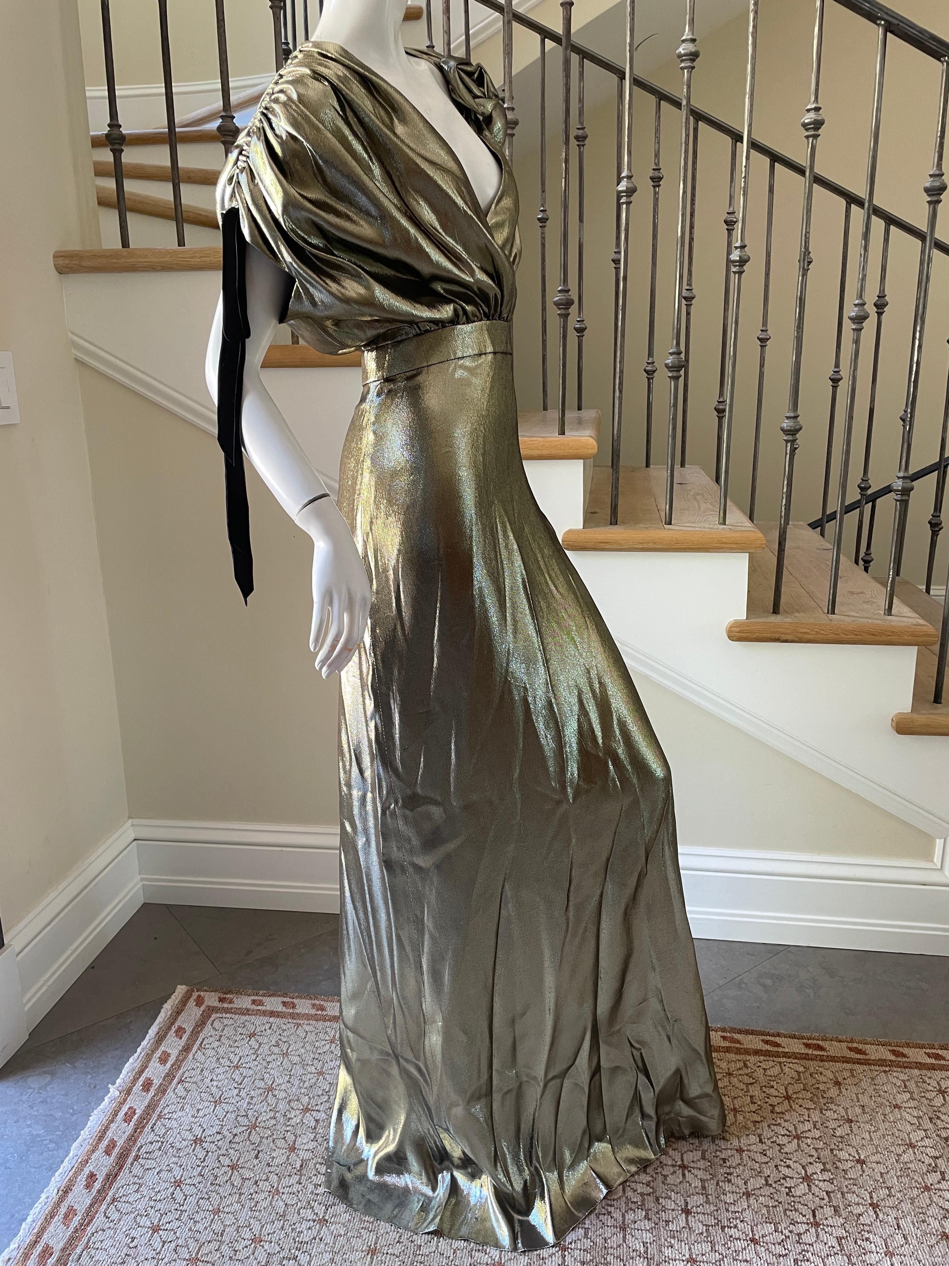 Lanvin by Alber Elbaz Metallic Gold Goddess Dress  For Sale 2