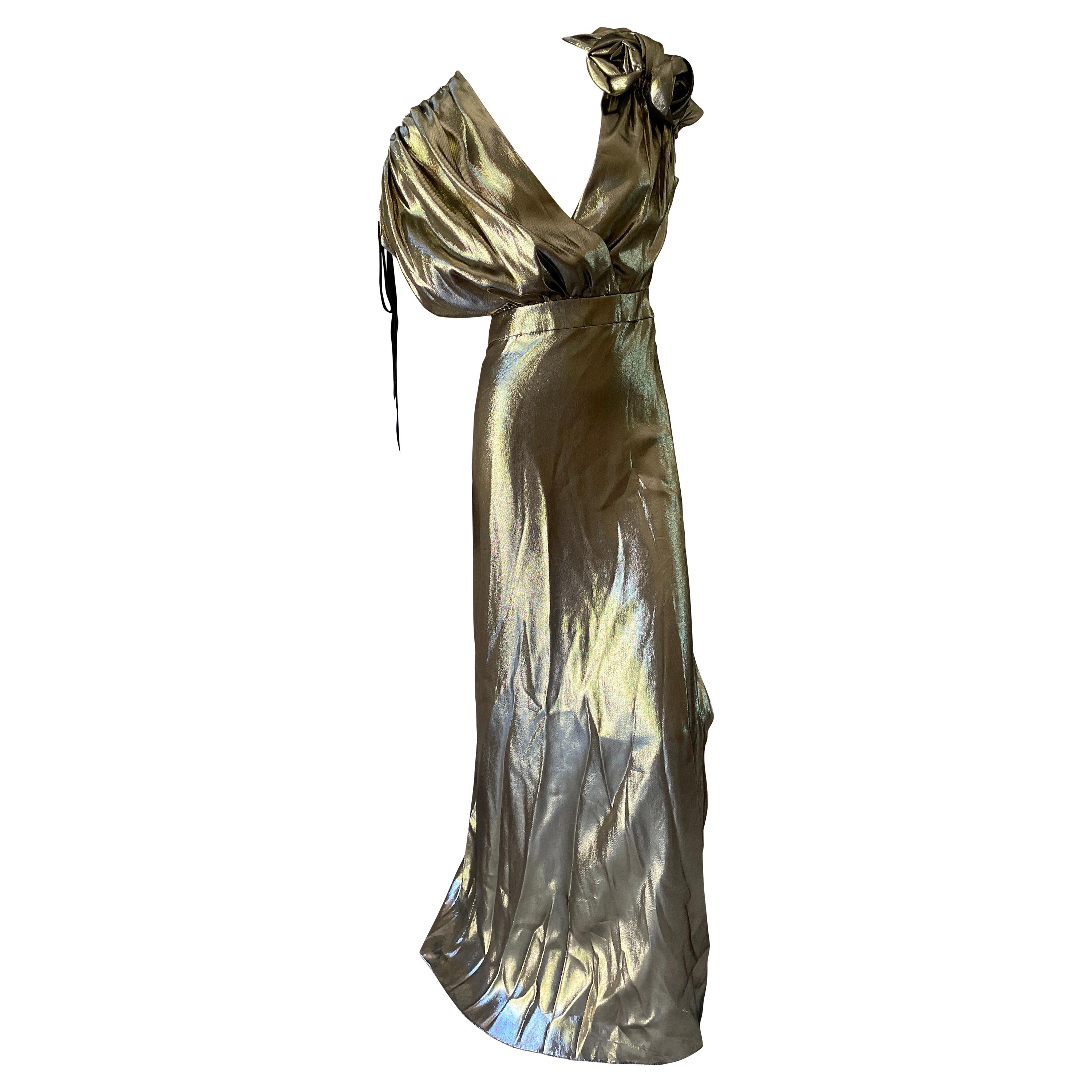 Lanvin by Alber Elbaz Metallic Gold Goddess Dress  For Sale