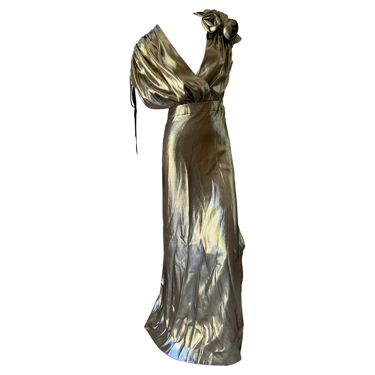 Lanvin Exquisite Vintage Metallic Gold 1930's Style Goddess Dress